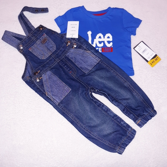 Lee Jean's Boys Infant 2pc Overall & Tee Set - Picture 1 of 6